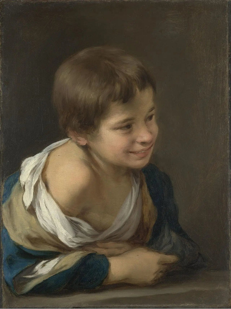 Ein bäuerischer Junge, der auf einer Fensterbank lehnt - Bartolomé Esteban Murillo