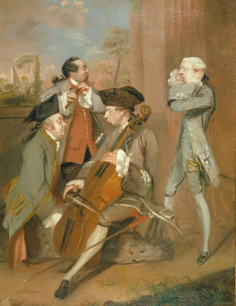 Eine Gruppe von Karikaturen: Sir Charles Turner, M. Cook, M. John Woodyeare und Reverend Dr. William Drake - Joshua Reynolds