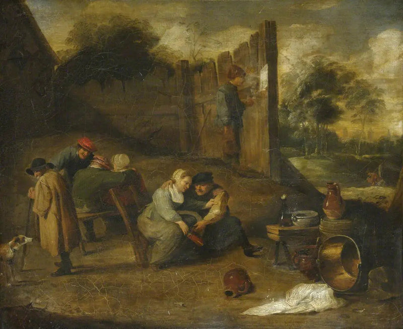 Eine Gruppe von Bauern vor einer Taverne - David Teniers der Jüngere