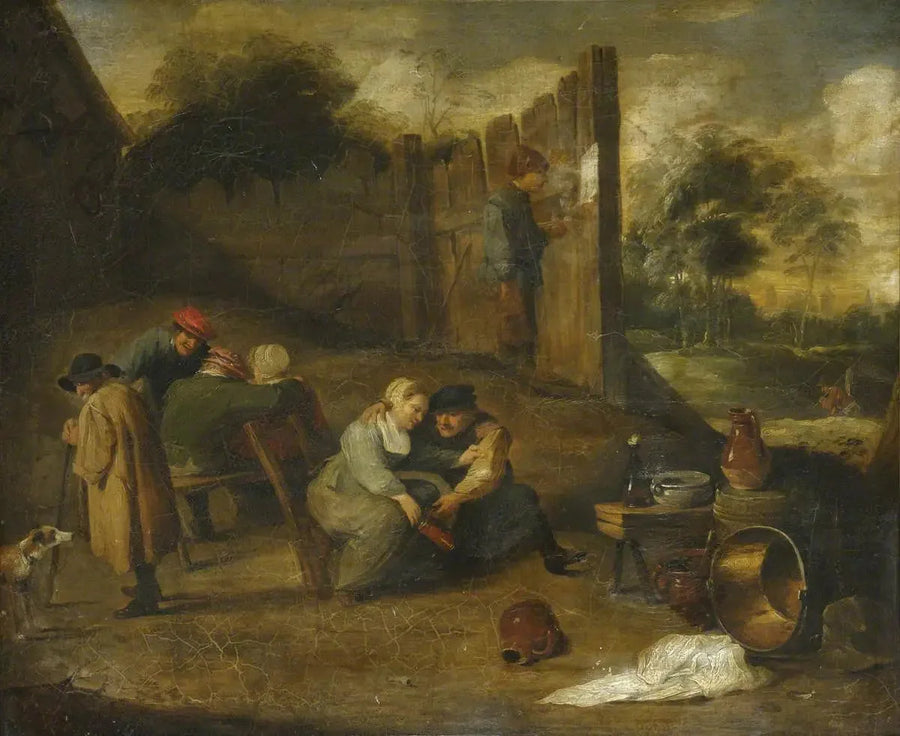Eine Gruppe von Bauern vor einer Taverne - David Teniers der Jüngere