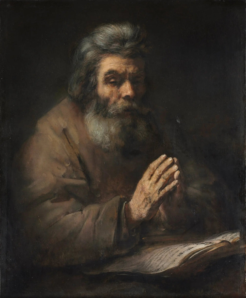 Un homme âgé en prière - Rembrandt image 1 copie peinte à la main à l’huile