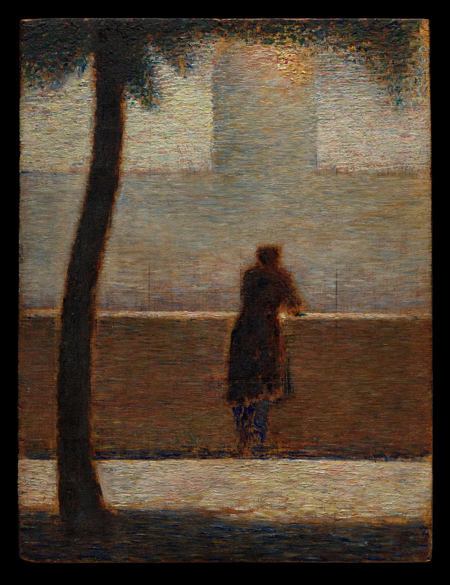 Ein Mann, der sich auf ein Geländer stützt - Georges Seurat