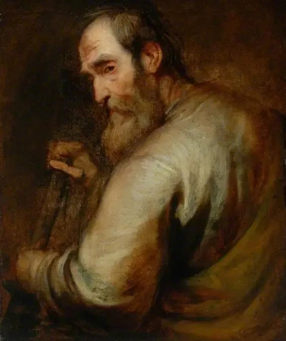Ein Mann, der auf einer Schaufel lehnt - Antoine van Dyck