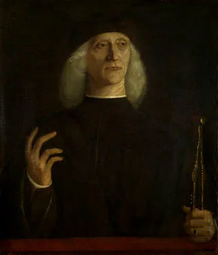 Ein Mann mit einem Zirkel (?) - Gentile Bellini