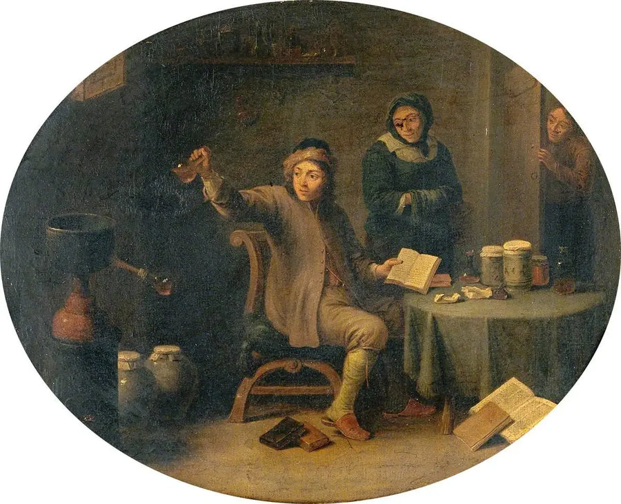 Ein Mann, der eine Urinflasche untersucht - David Teniers der Jüngere