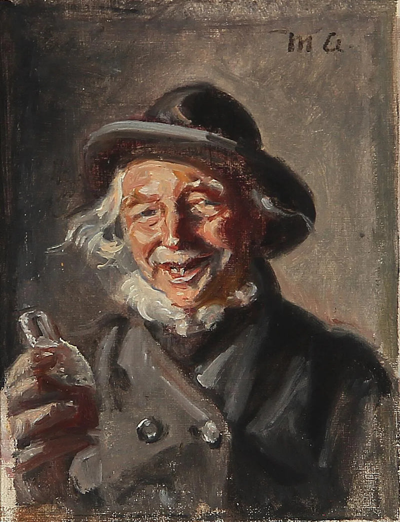 Ein glücklicher Mann mit einer Flasche. – Michael Peter Ancher