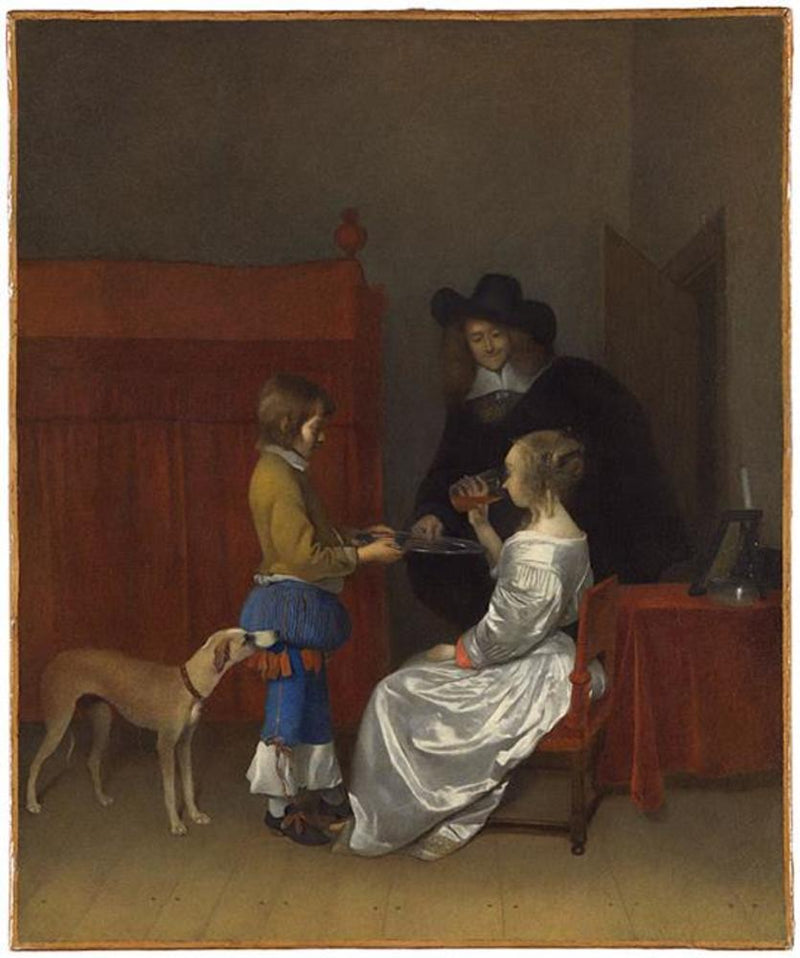 Un homme offre un verre de vin à une dame - Gerard ter Borch