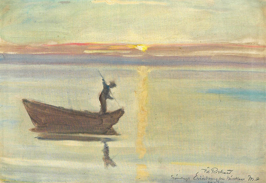 Ein Mann fischt mit einer Harpune nach Aalen. – Michael Peter Ancher