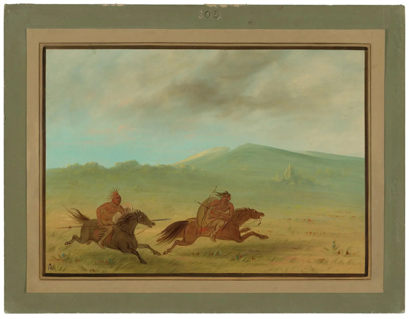 Ein Osage-Indianer, der einen Camanchee verfolgt - George Catlin