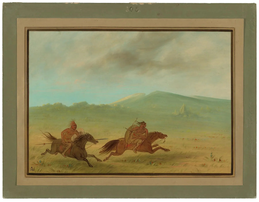 Ein Osage-Indianer, der einen Camanchee verfolgt - George Catlin