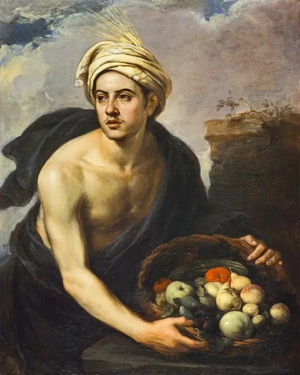 Ein junger Mann mit einem Obstkorb (Personifikation des „Sommer“) - Bartolomé Esteban Murillo