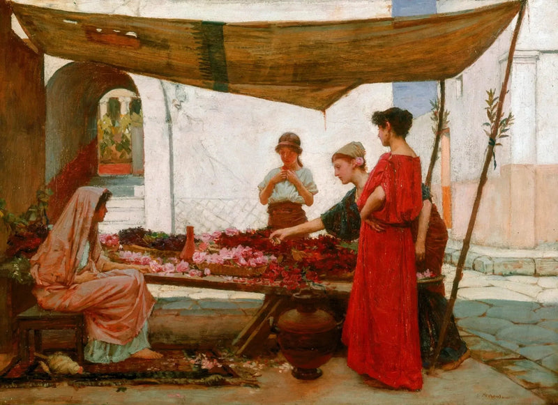 Ein griechischer Blumenmarkt - John William Waterhouse