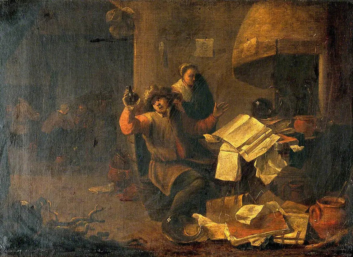 Un médecin-alchimiste examinant une fiole d’urine - David Teniers le Jeune - Alpha Reproduction