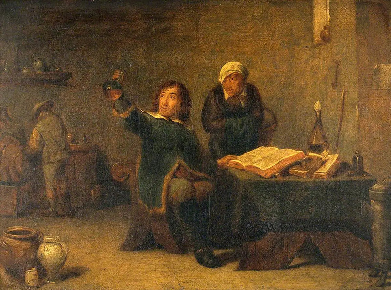 Ein Arzt, der eine Urinprobe untersucht - David Teniers der Jüngere