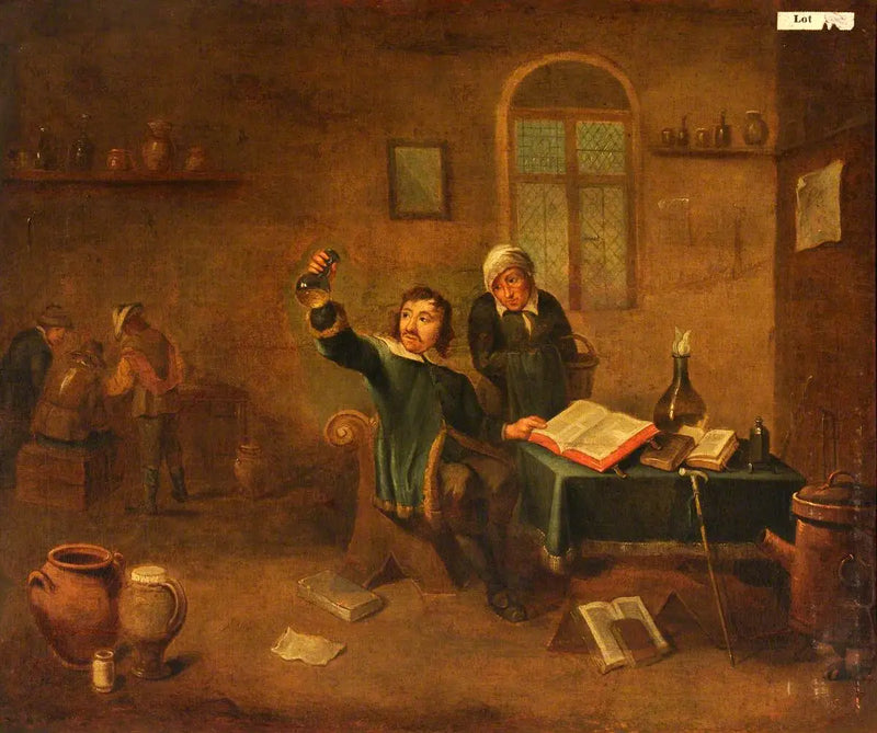 Ein Arzt, der eine Urinprobe untersucht - David Teniers der Jüngere