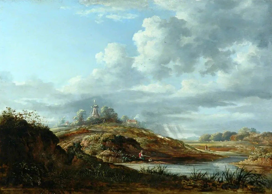 Ein Windmühle über einem Fluss - John Constable