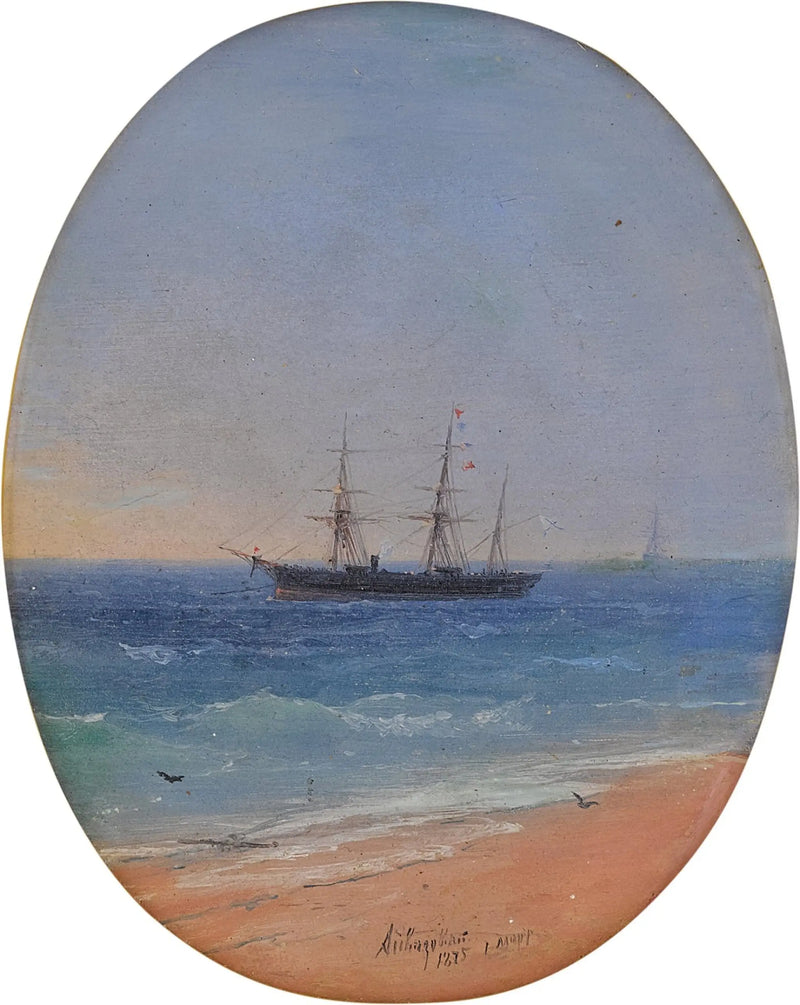 Ein Schiff der russischen Marine vor der Küste - Ivan Aïvazovski