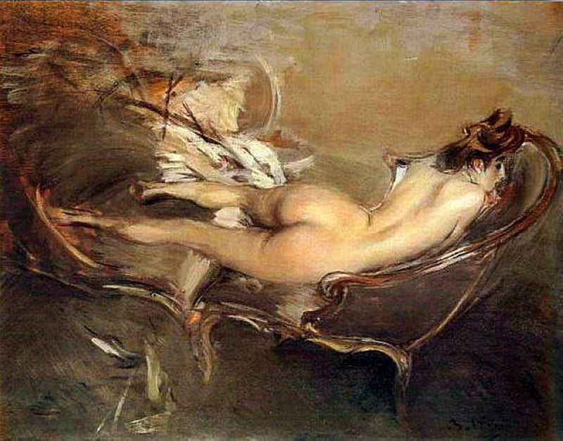 Ein liegender Nackt auf einer Chaiselongue - Giovanni Boldini