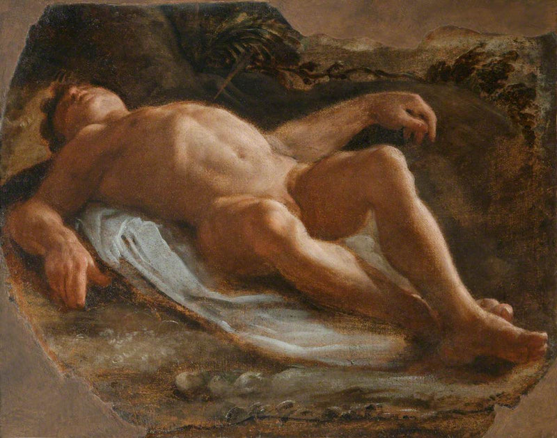 Ein männlicher, liegender Fragment - Annibale Carracci