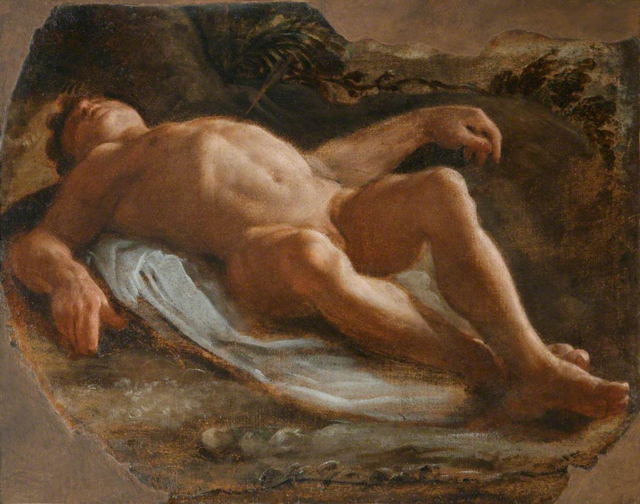Ein männlicher, liegender Fragment - Annibale Carracci