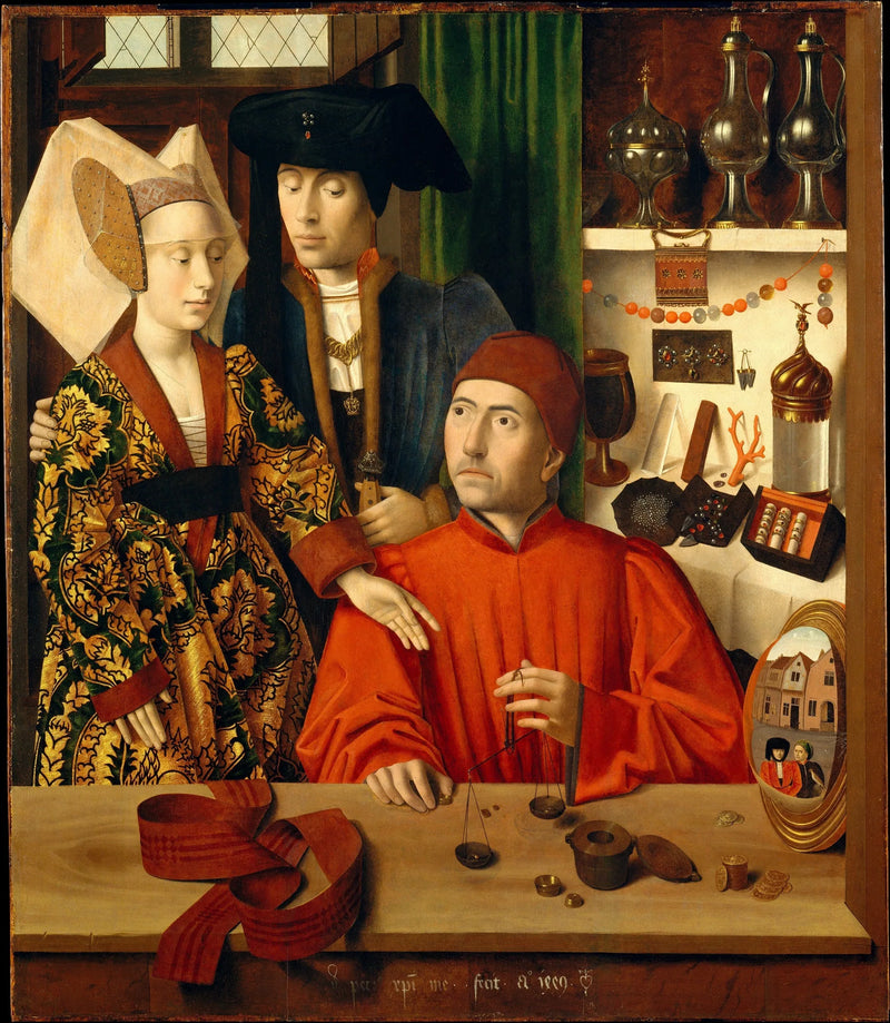 Ein Goldschmied in seiner Werkstatt, vielleicht Sankt Eligius - Petrus Christus