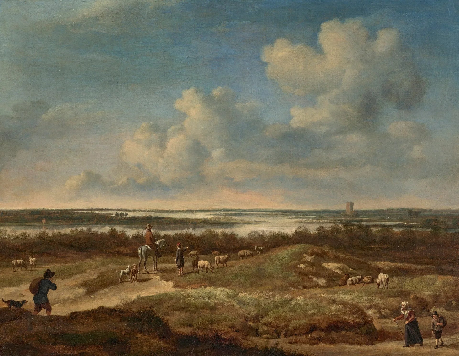Un paysage de dunes avec des paysans - Adriaen van de Velde image 1 reproduction de peinture à l’huile