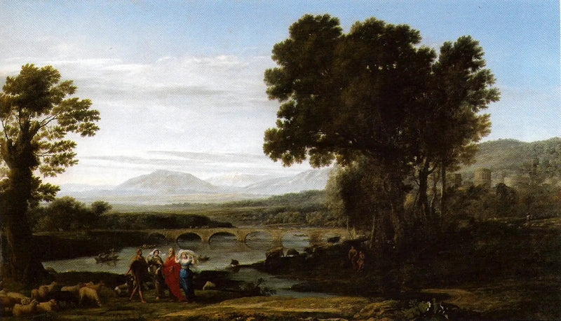 Ein Flusslandschaft mit Jakob, Laban und seinen Töchtern - Claude Lorrain