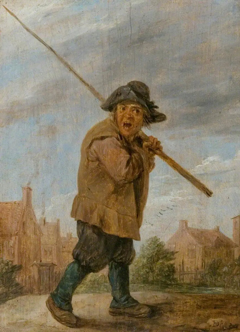 Ein Bauer, der eine Pfosten trägt - David Teniers der Jüngere