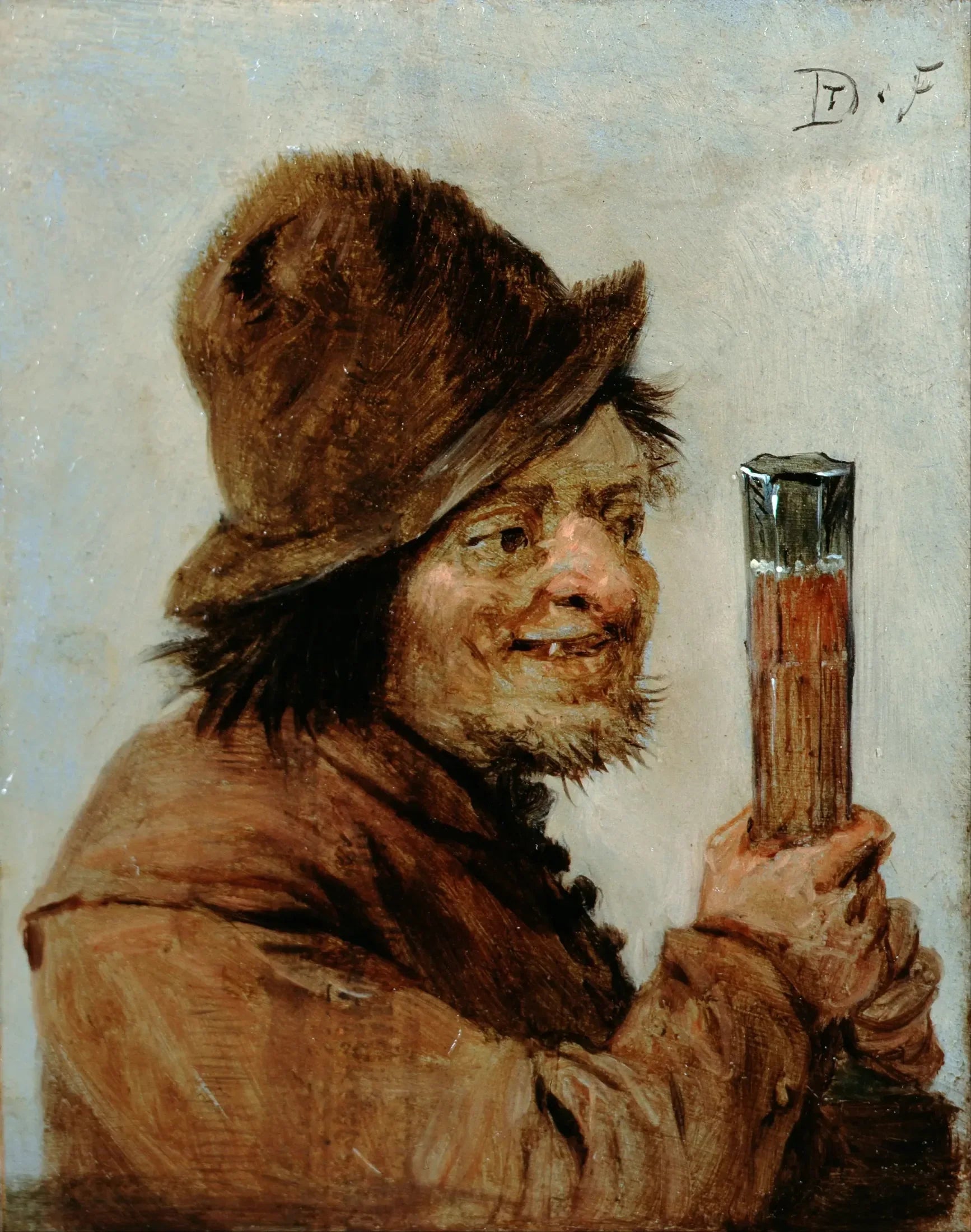 Un paysan tenant un verre - David Teniers le Jeune image 1 copie peinte à la main à l’huile