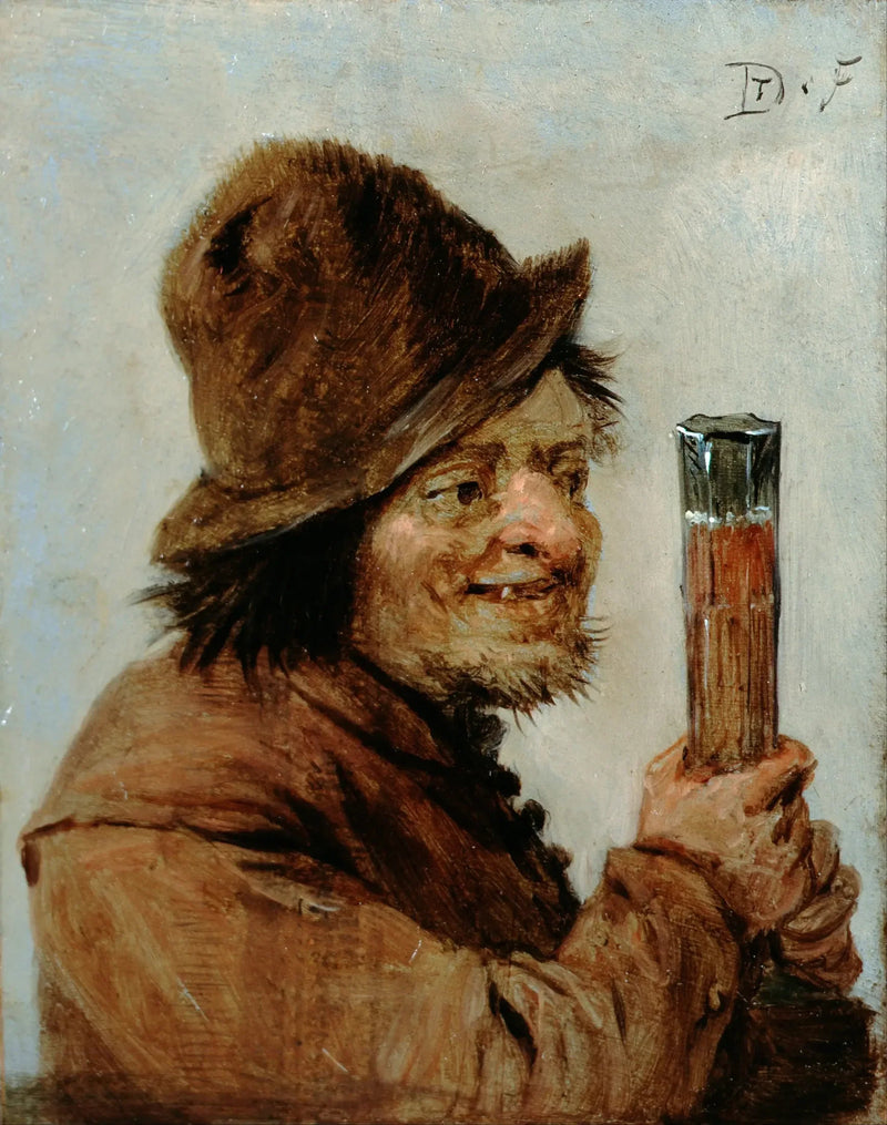 Ein Bauer, der ein Glas hält - David Teniers der Jüngere