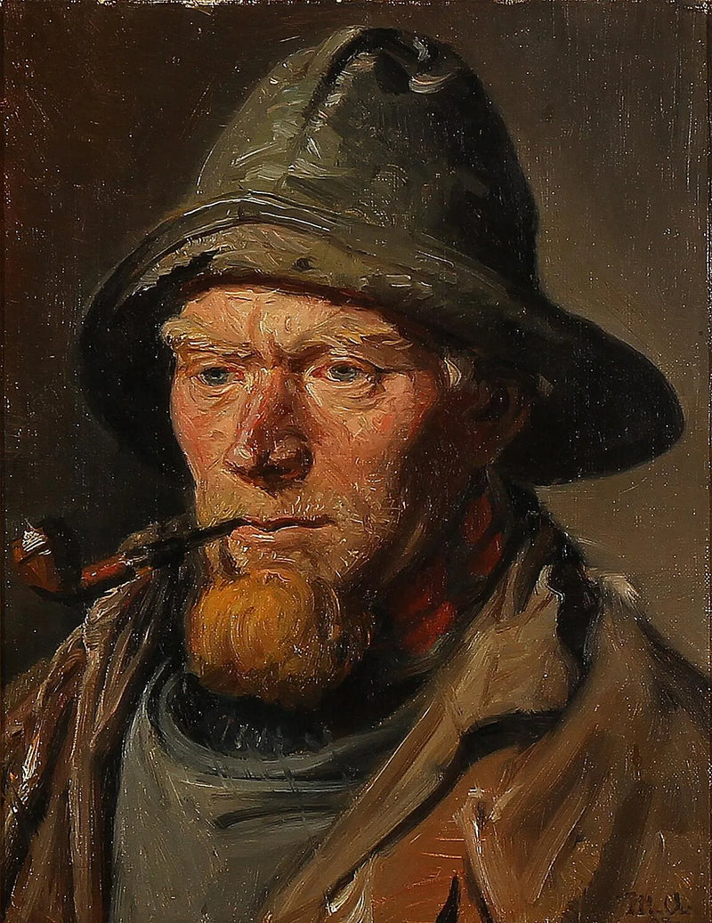 Ein Fischer aus Skagen, in Öljacke und Pfeife rauchend. – Michael Peter Ancher
