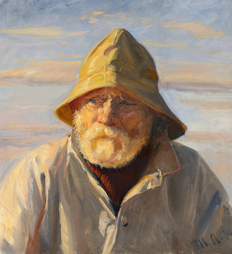 Ein Fischer aus Skagen in einem gelben Regenmantel. – Michael Peter Ancher