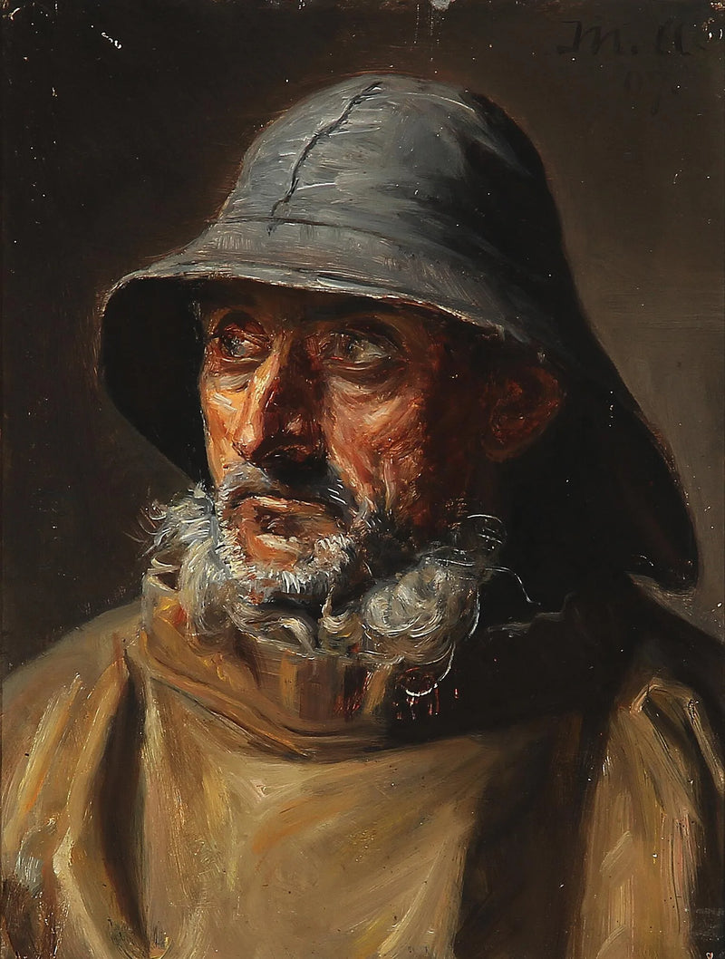 Ein Fischer aus Skagen trägt ein Ölzeug. -Michael Peter Ancher