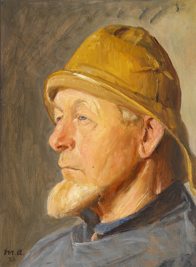 Ein Fischer aus Skagen trägt ein Ölzeug. -Michael Peter Ancher