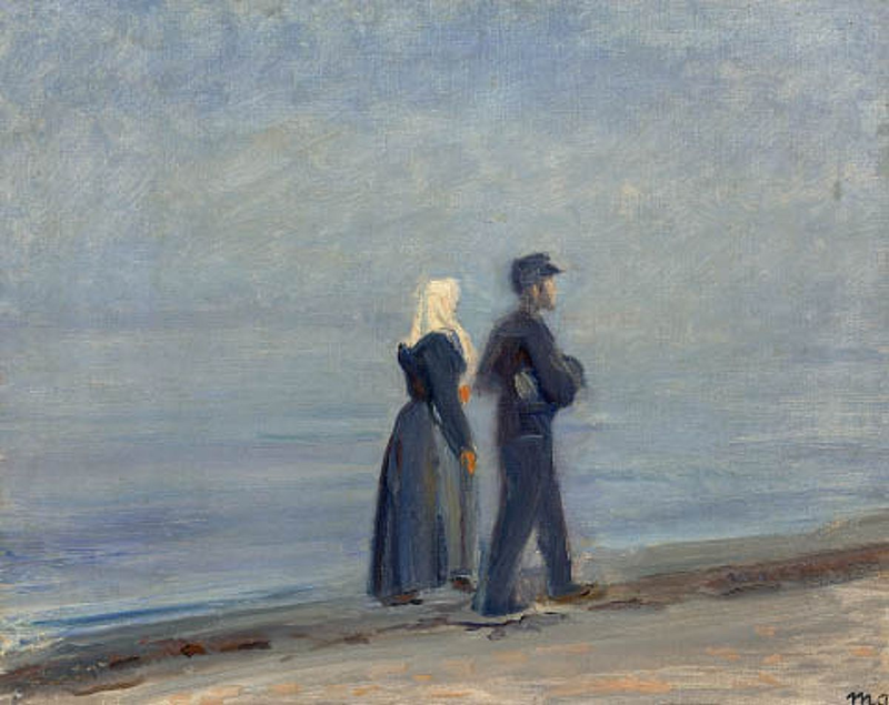 Ein Fischer und seine Frau spazieren am Strand von Skagen. – Michael Peter Ancher