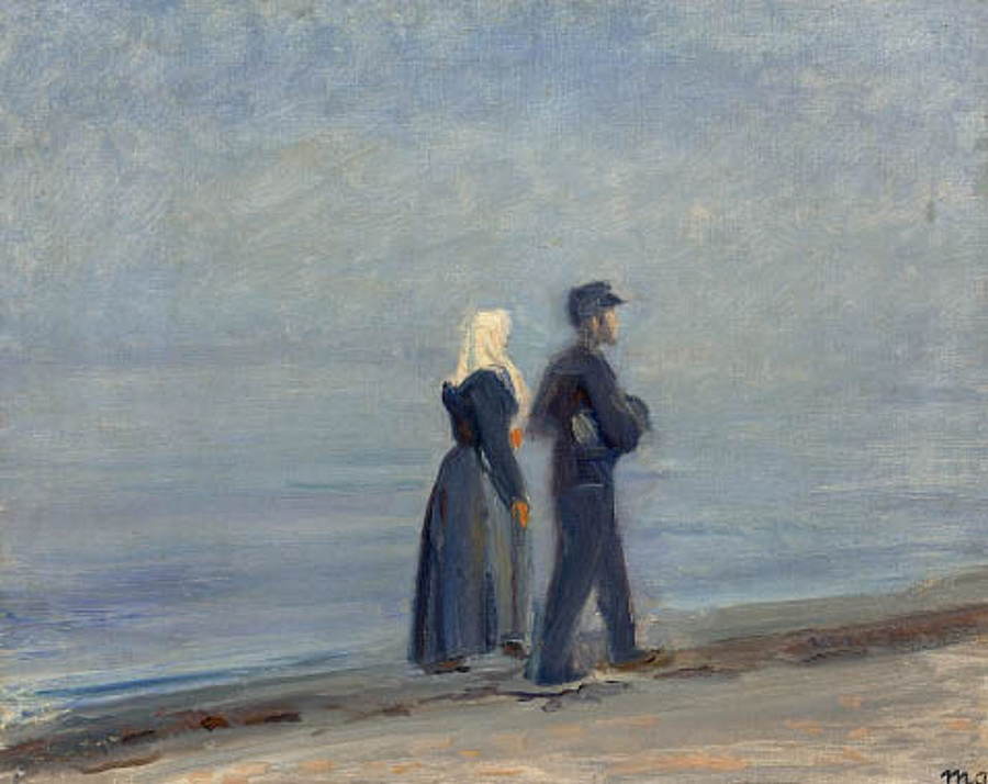 Ein Fischer und seine Frau spazieren am Strand von Skagen. – Michael Peter Ancher