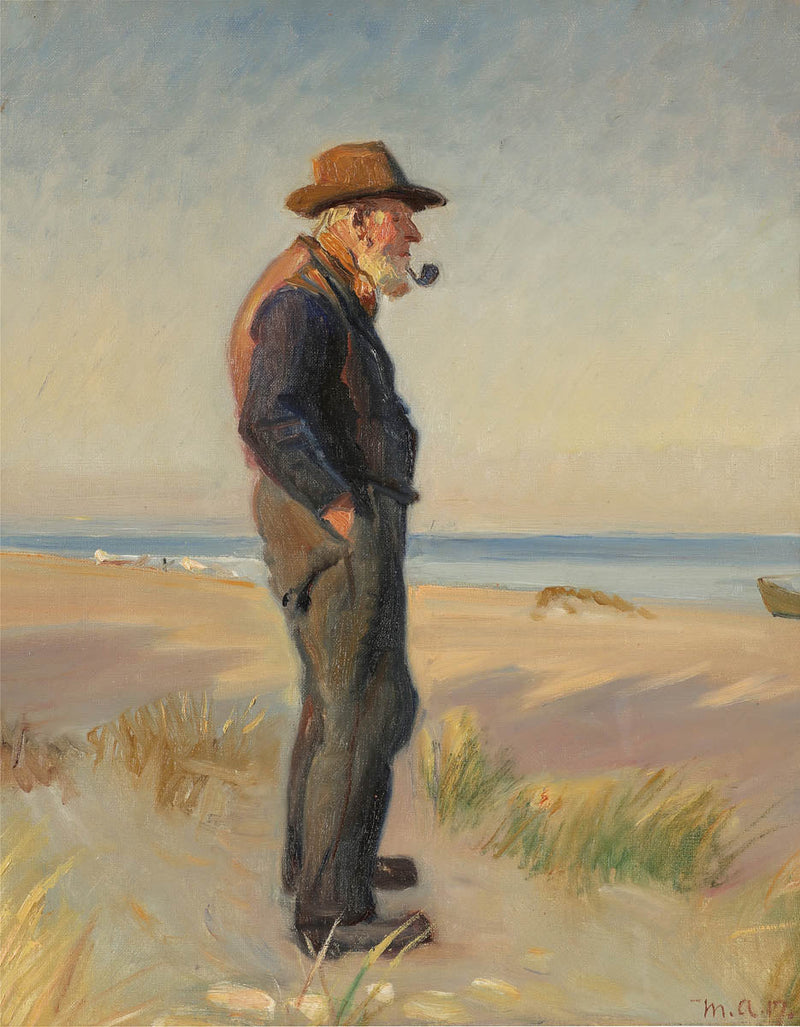 Ein Fischer raucht seine Pfeife am Strand von Skagen. – Michael Peter Ancher