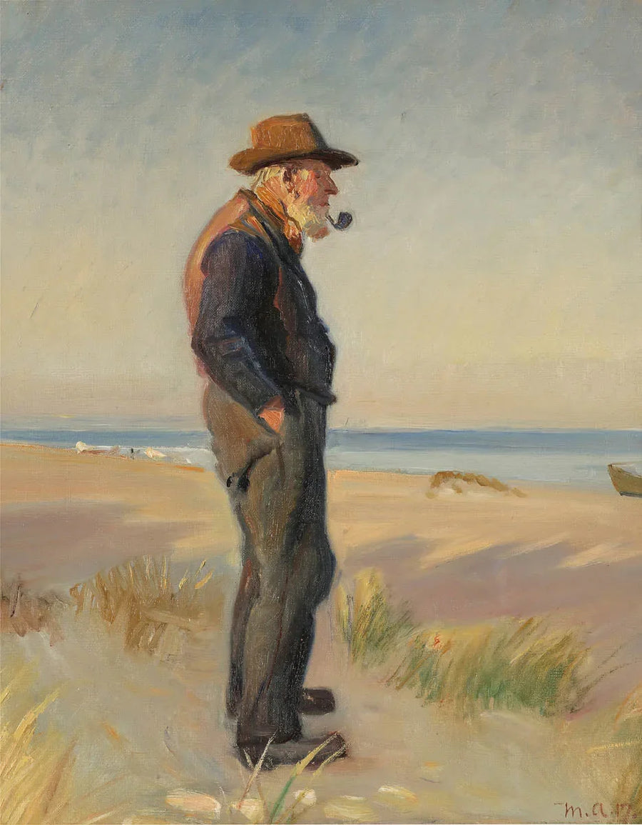 Ein Fischer raucht seine Pfeife am Strand von Skagen. – Michael Peter Ancher