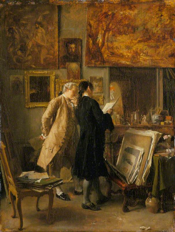 Un peintre montrant des dessins - Ernest Meissonier image 1 reproduction réalisée par Alpha Reproduction