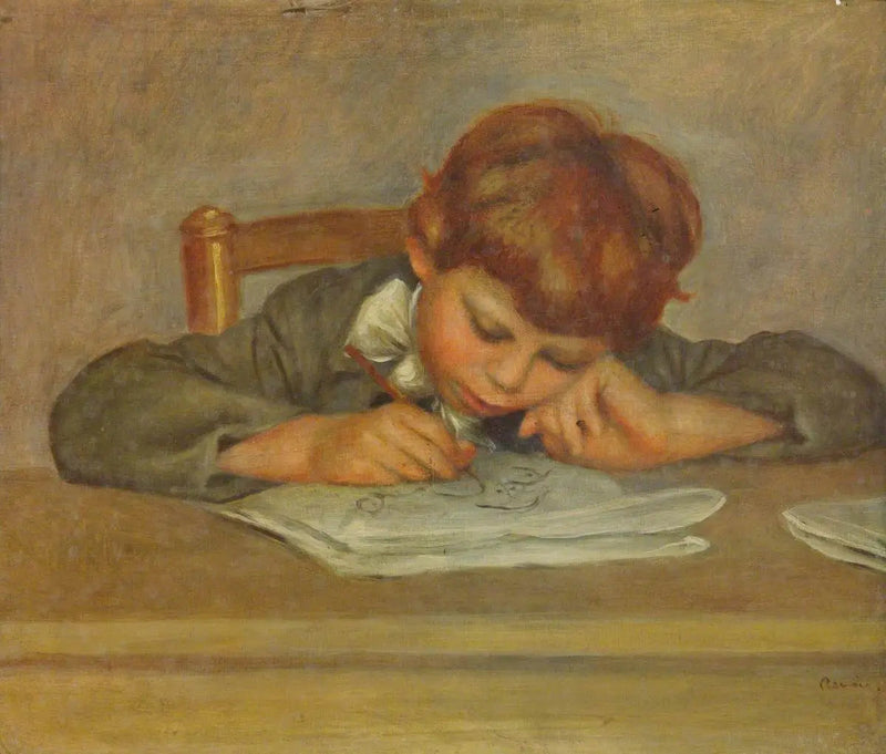 Ein kleiner Junge, der schreibt - Pierre-Auguste Renoir
