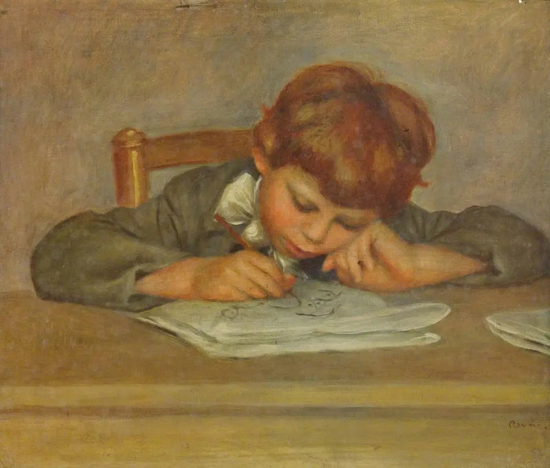 Ein kleiner Junge, der schreibt - Pierre-Auguste Renoir