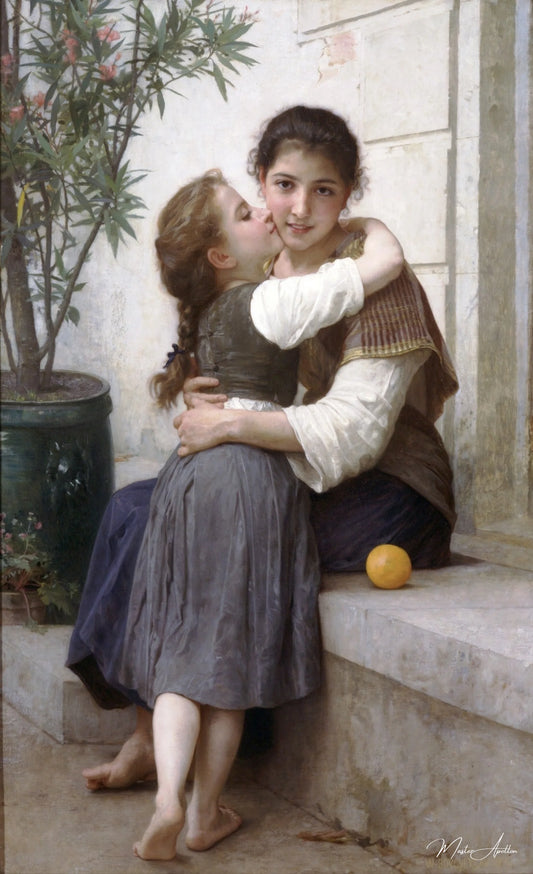 Un peu de cajolerie - William Bouguereau Reproductions de tableaux à la peinture à l’huile