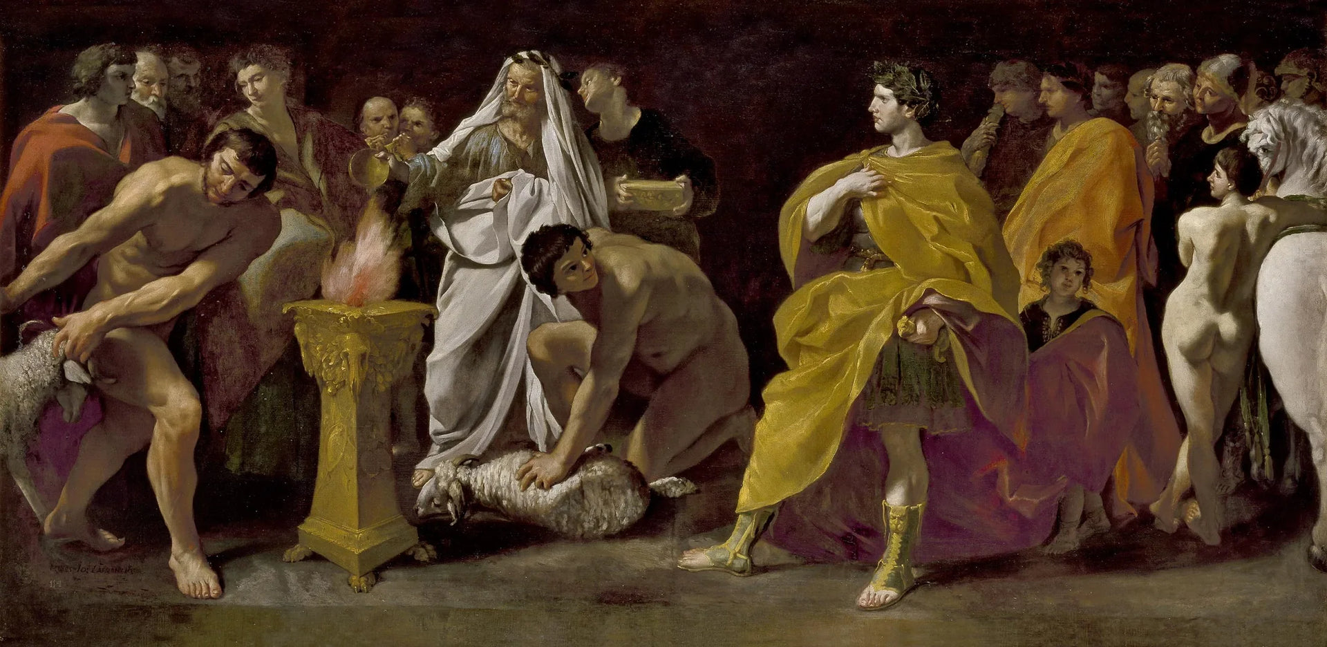 Un prêtre sacrifiant pour un empereur romain - Giovanni Lanfranco image 1 reproduction d’œuvre d’art à l’huile