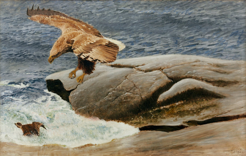 Ein Seeadler jagt eine Eissturmvogel-Ente - Bruno Liljefors