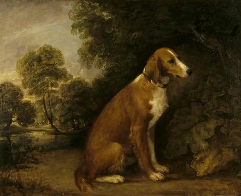 Ein Setter sitzend in einer Landschaft - Thomas Gainsborough