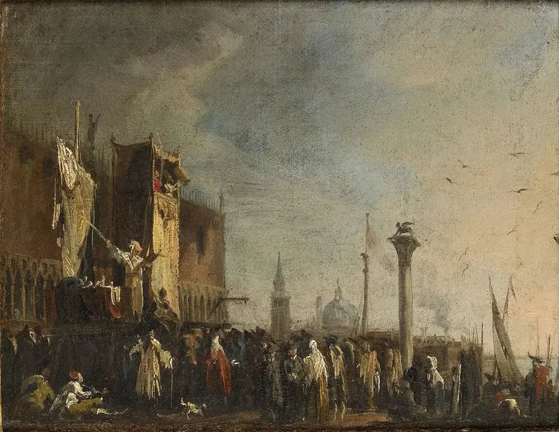 Ein Marionettentheater auf der Piazzetta, Venedig - Canaletto