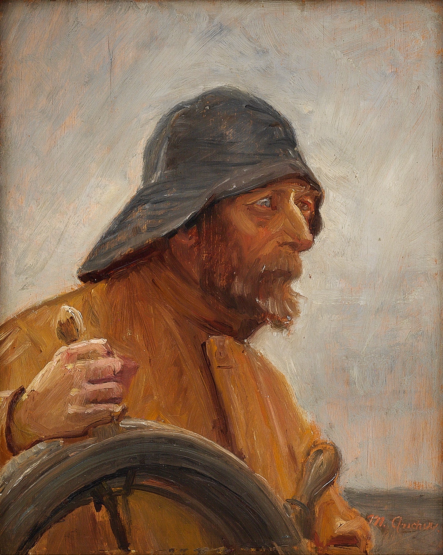 Un timonier portant un ciré. - Michael Peter Ancher image 1 copie peinte à la main à l’huile
