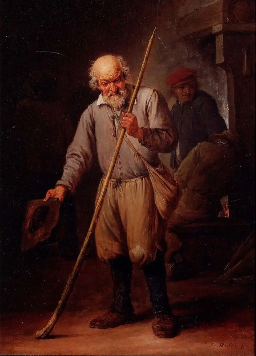 Un vieil homme avec une canne - David Teniers le Jeune image 1 reproduction de peinture à l’huile