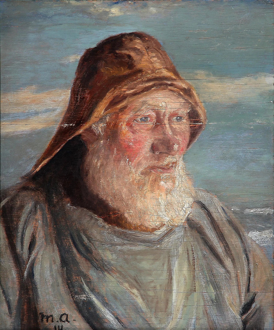 Ein alter Fischer aus Skagen, der ein Ölzeug trägt. - Michael Peter Ancher