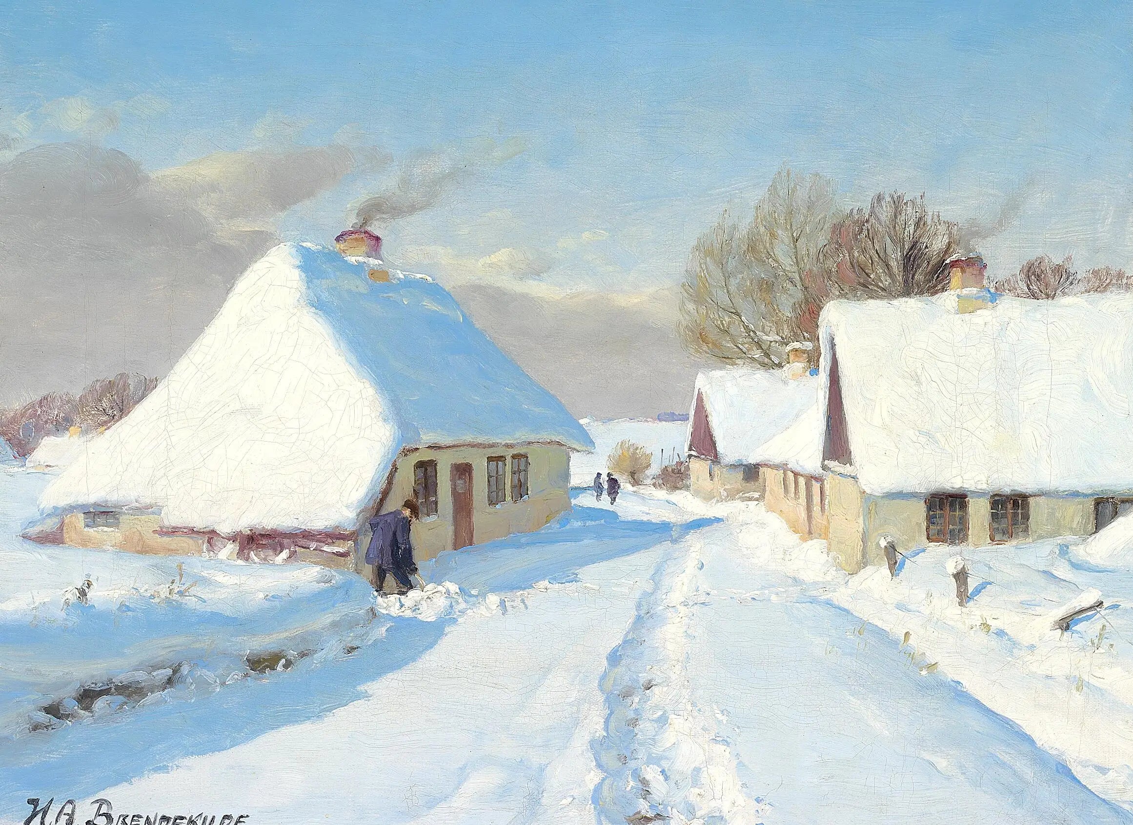 Un village couvert de neige. - H. A. Brendekilde - Alpha Reproduction